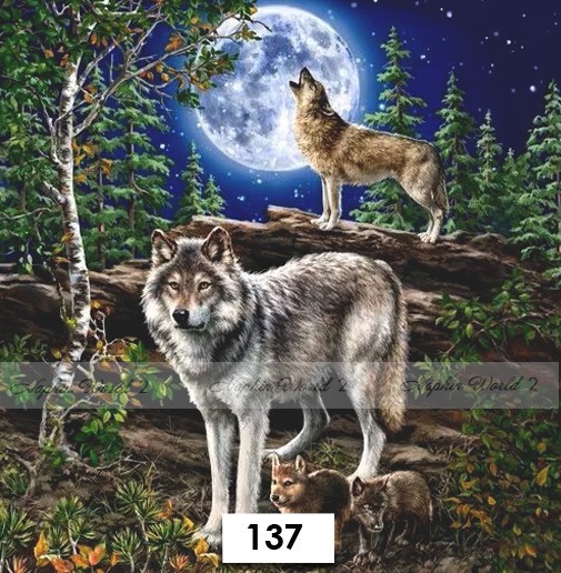 (137) TWO Paper LUNCHEON Decoupage Art Craft Napkins - WOLVES WOLF FAMILY MOON (137) TWO Paper LUNCHEON Decoupage Art Craft Napkins - WOLVES WOLF FAMILY MOON