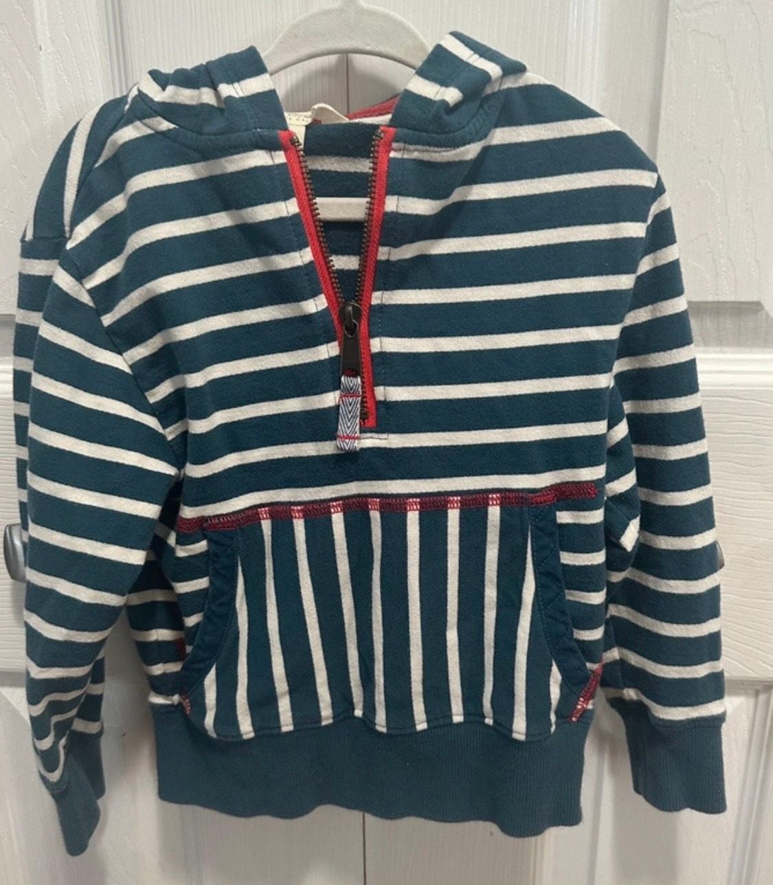 Matilda Jane Hoodie Size 2T Blue White Striped Quarter Zip
