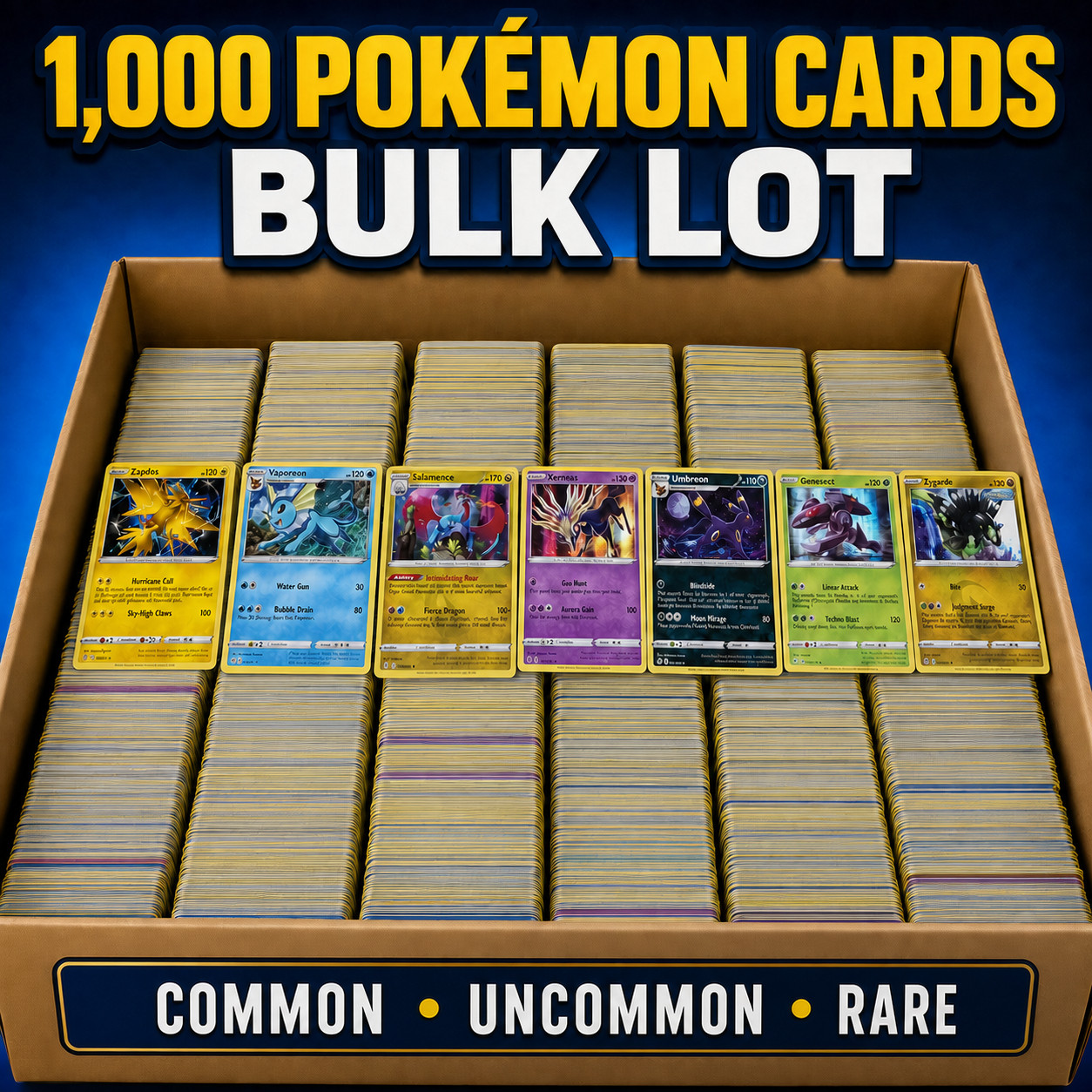 1000 Pokemon Cards Bulk Lot Common Uncommon Rare Authentic