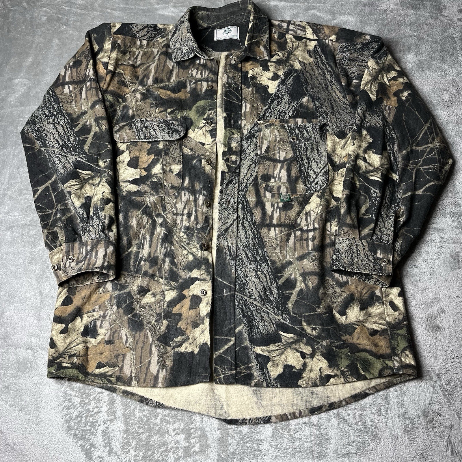 Vintage Mossy Oak Camo Hunting Shirt Men’s XL Long Sleeve 100% Cotton USA