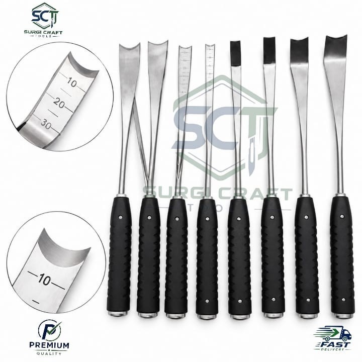Bone Osteotome Straight & Curved Set Of 8 pcs Orthopedic Instruments German Bone Osteotome Straight & Curved Set Of 8 pcs Orthopedic Instruments German