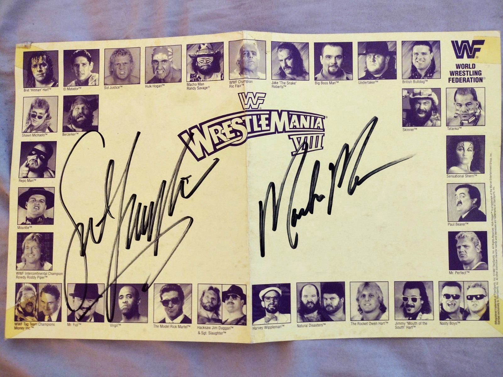 WWF WrestleMania III Program Signed by Sgt slaughter/Macho Man 