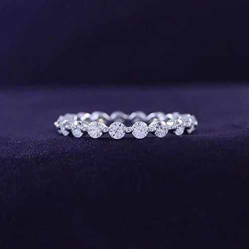Certified Natural 0.90ct VS1 Round GH White Diamond Solid 14K White Gold Ring