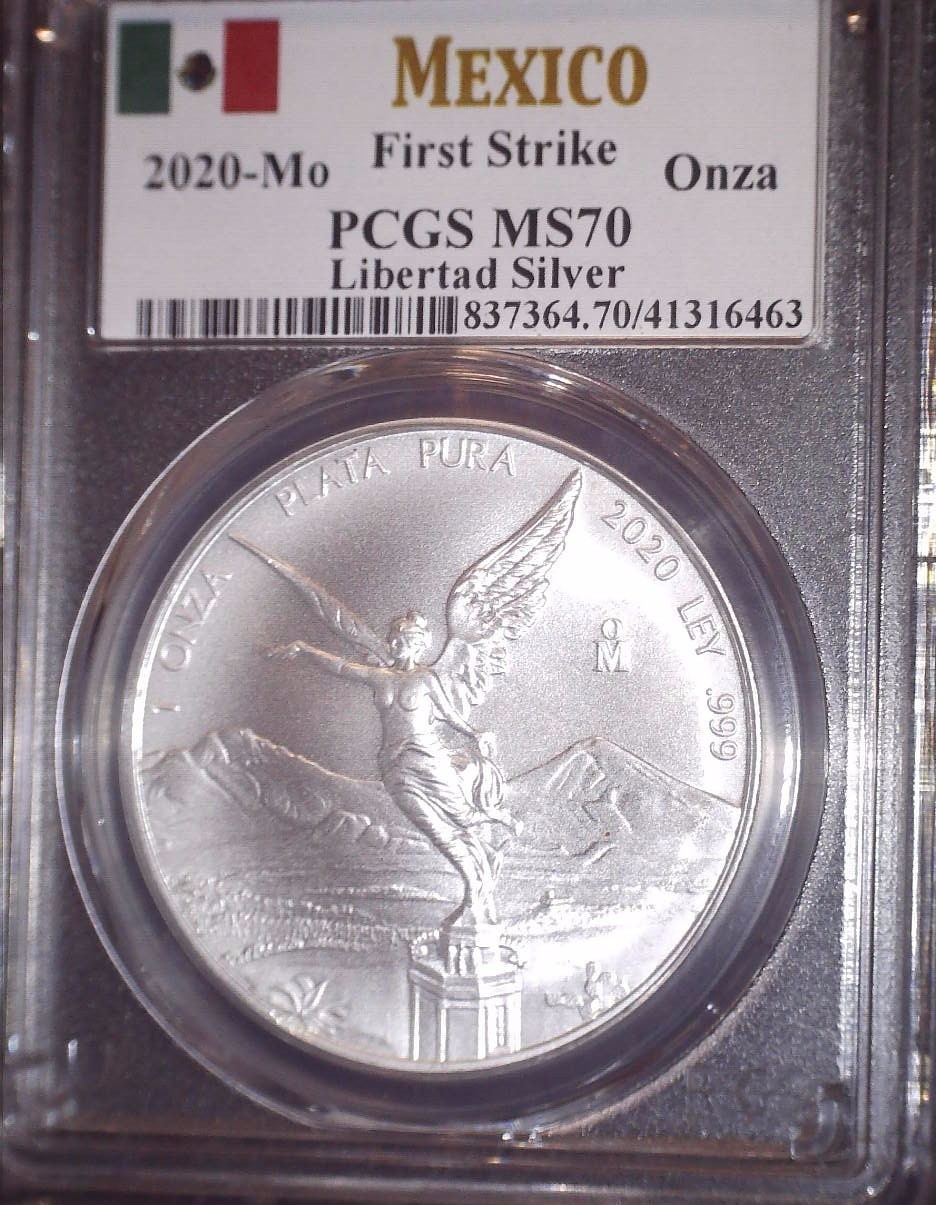 2020 Mo 1 Oz Mexican Silver Libertad PCGS MS 70 , Issue Free