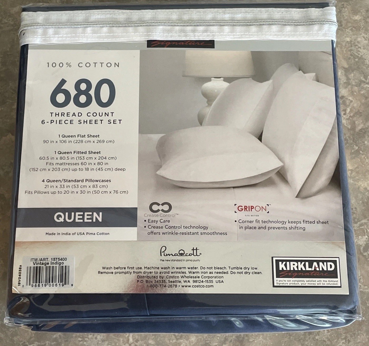 Kirkland Signature 6 pc 680 Thread Count Sheet Set-Queen-Indigo-NEW IN PACKAGE Kirkland Signature 6 pc 680 Thread Count Sheet Set-Queen-Indigo-NEW IN PACKAGE