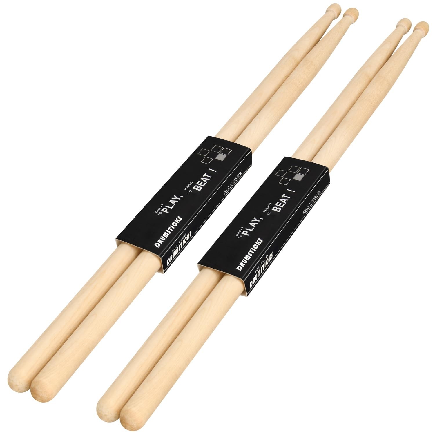 Drum Sticks, 2 Pair 5A Maple Drumsticks - made of hard maple wood