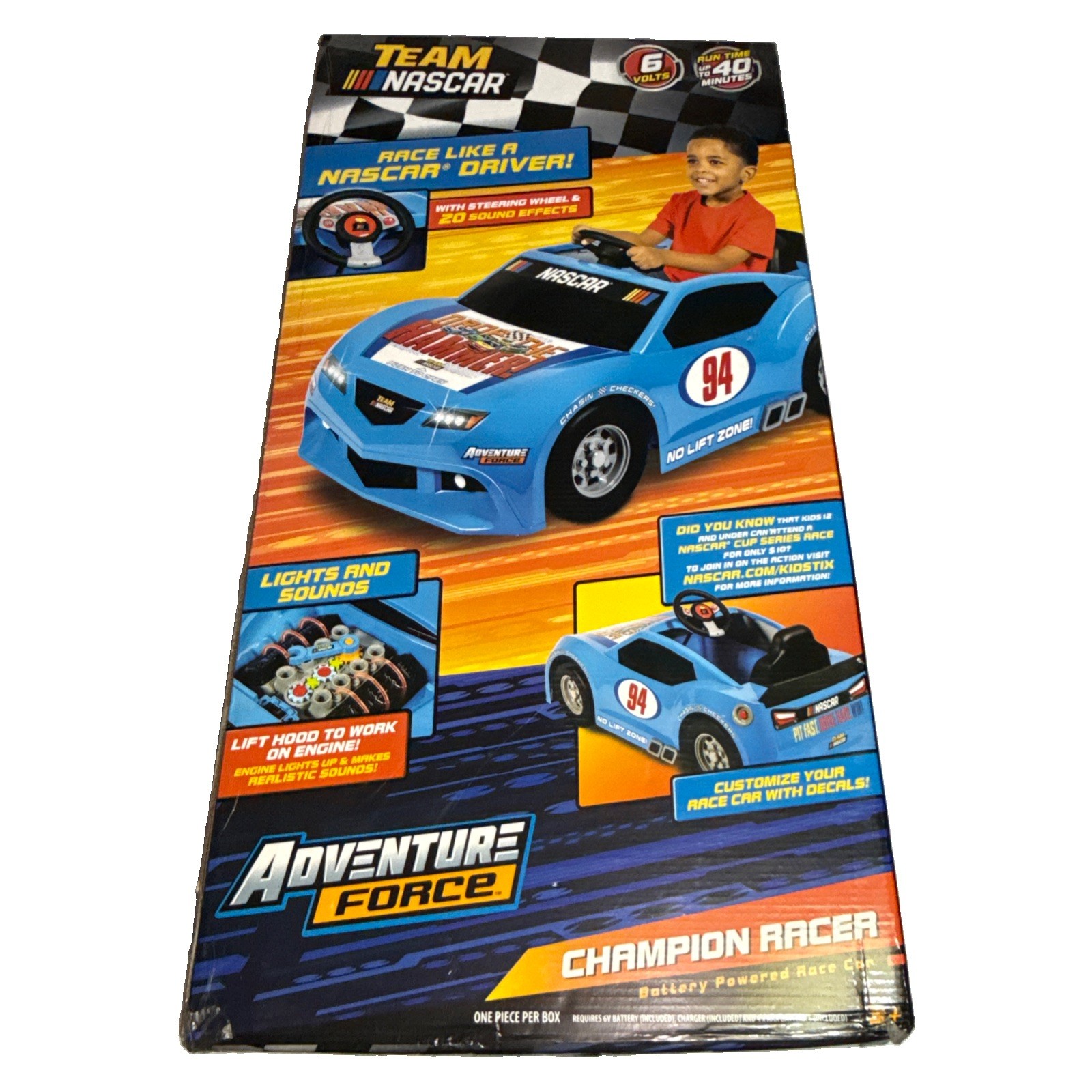Adventure Force Nascar 6V Champion Racer Ride-On with Toy Engine New RARE HTF Adventure Force Nascar 6V Champion Racer Ride-On with Toy Engine New RARE HTF