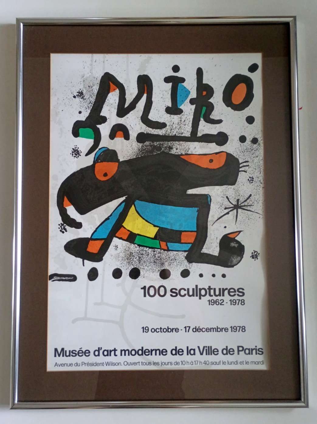JOAN MIRO VINTAGE 1978 100 SCULPTURES FRAMED EXHIBITION POSTER PARIS FRANCE