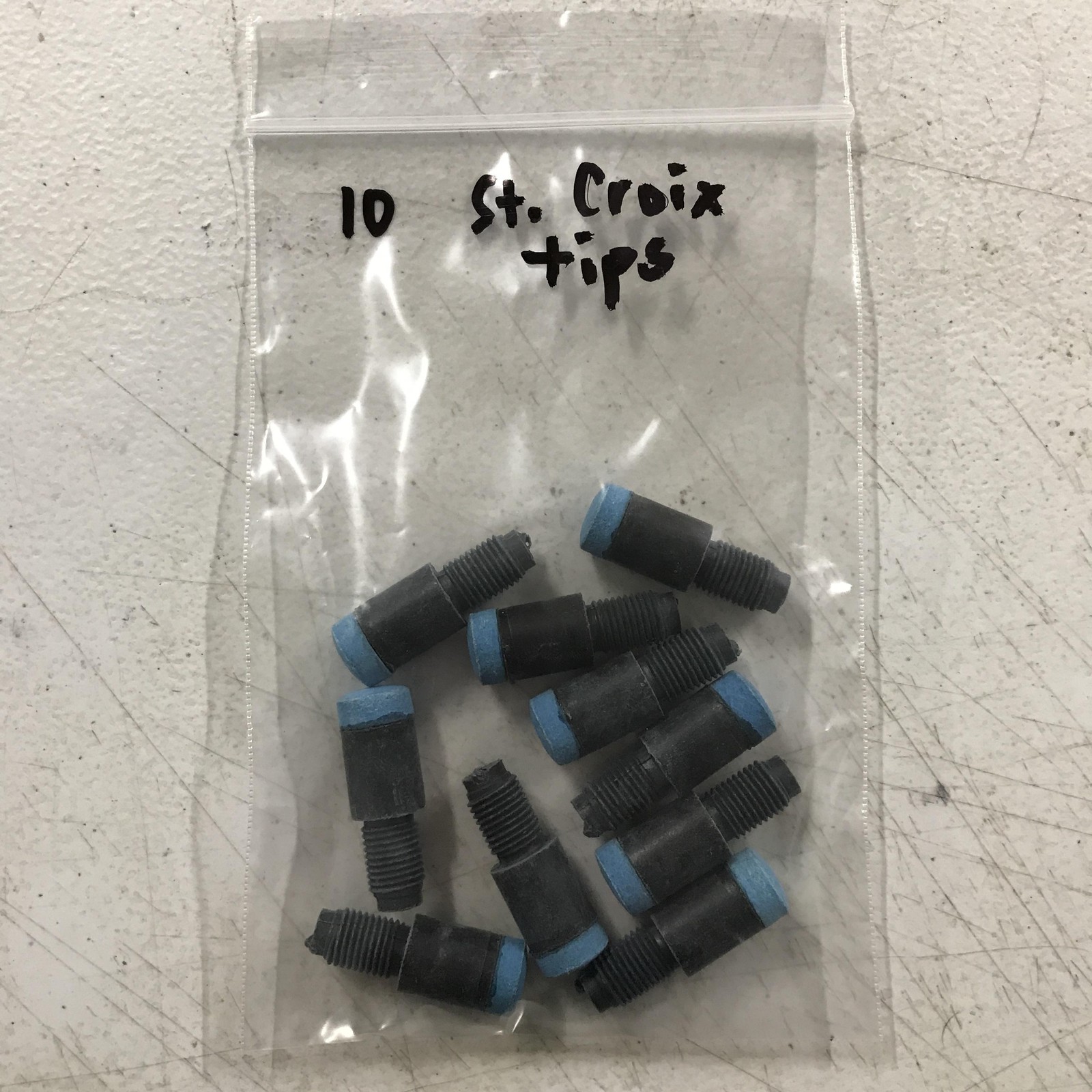 Vintage St. Croix Billiard Pool Cue Screw On Tips Lot Of 10 Black Blue