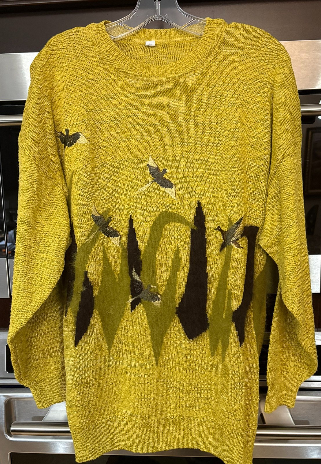Vintage German European Luxury Sweater Birds over World Embroidered Escada? 1X