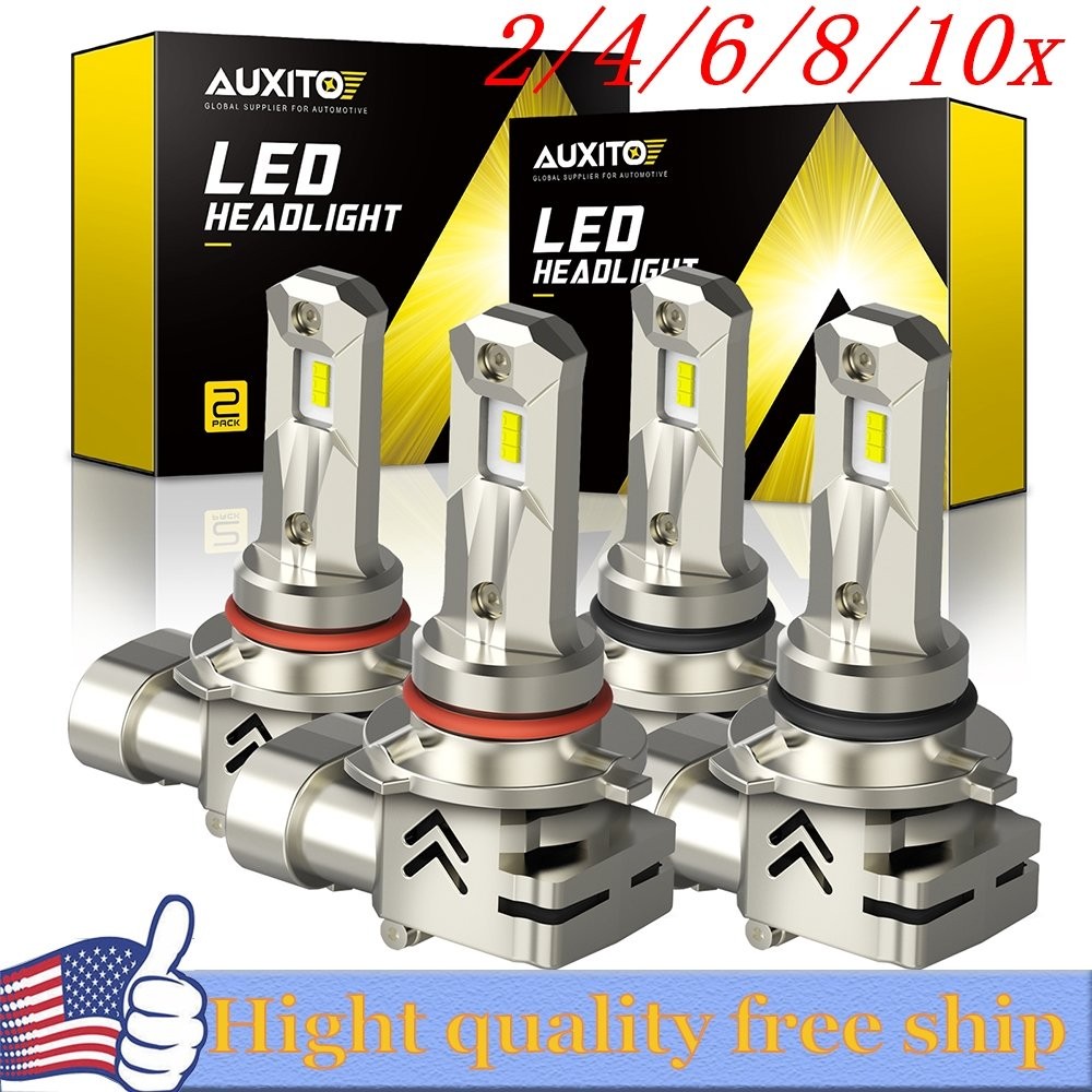 4/8X AUXITO 9006 9005 LED White Headlight Bulb Kit High Low Beam Bright 30000LM