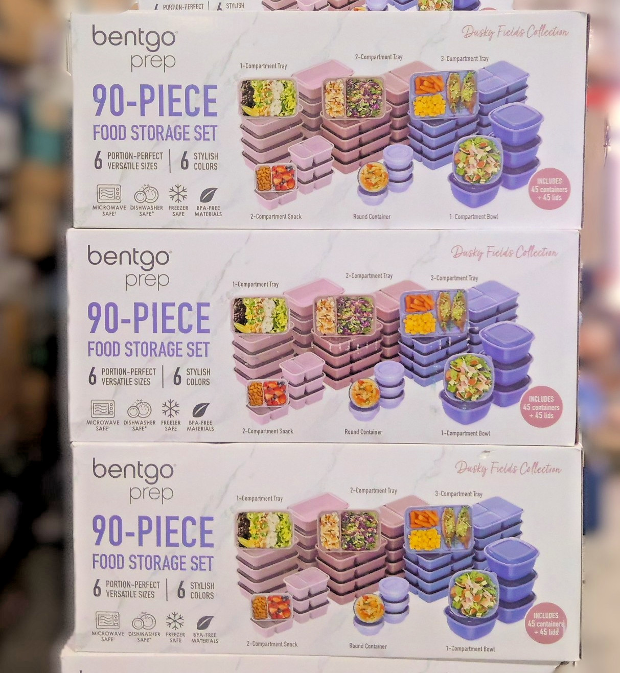 Bentgo Prep 90-Piece Food Storage Set, Dusky Fields Collection