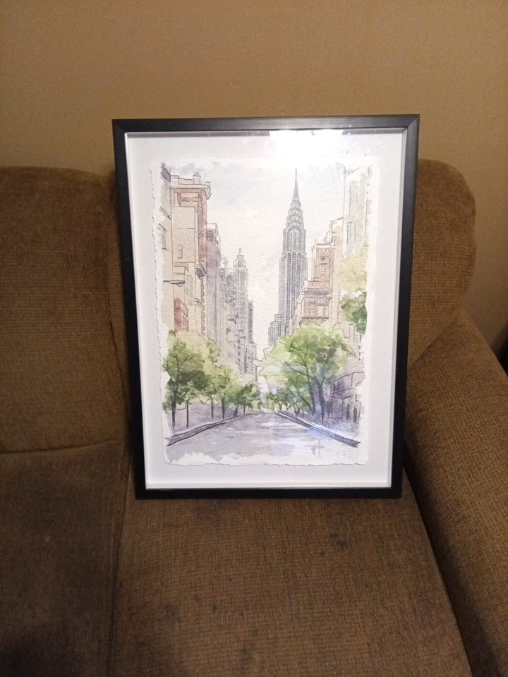 ​Original Watercolor Painting - New York City Chrysler Building​Medium: Water