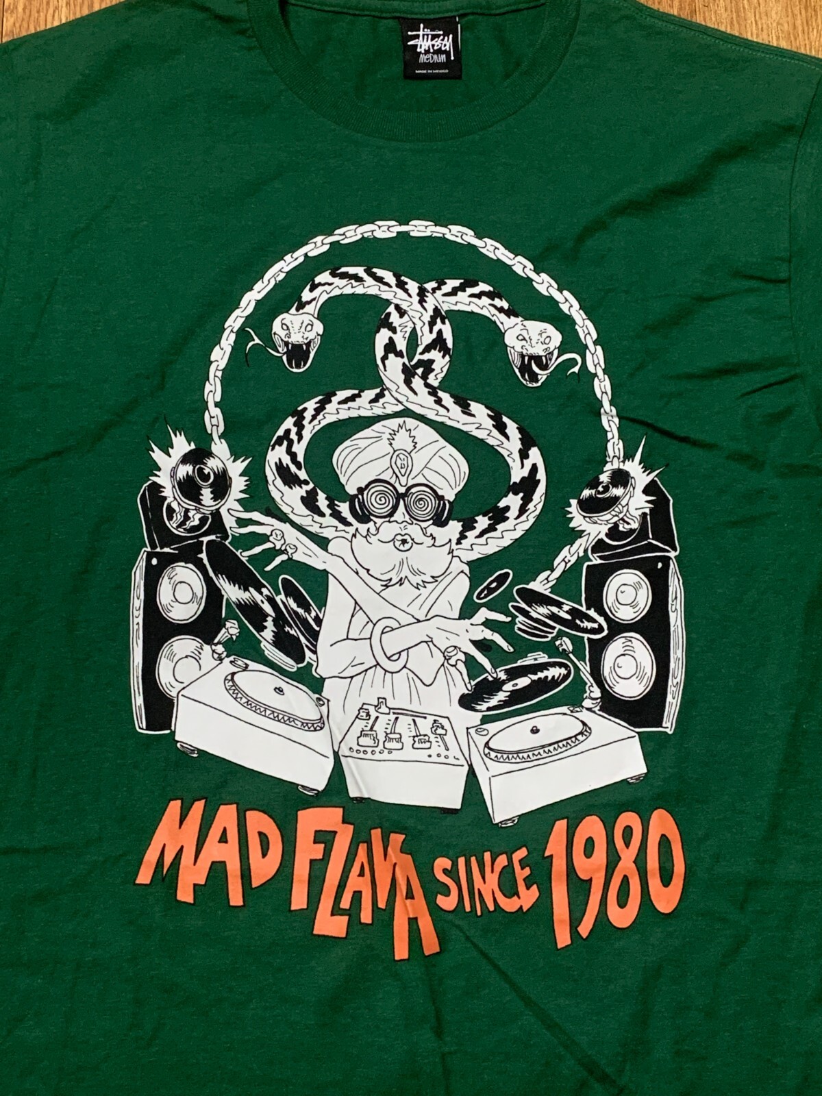 Stussy Shirt Mens Medium Green Ferry Gouw Mad Flaka DJ Music Streetwear Stussy Shirt Mens Medium Green Ferry Gouw Mad Flaka DJ Music Streetwear