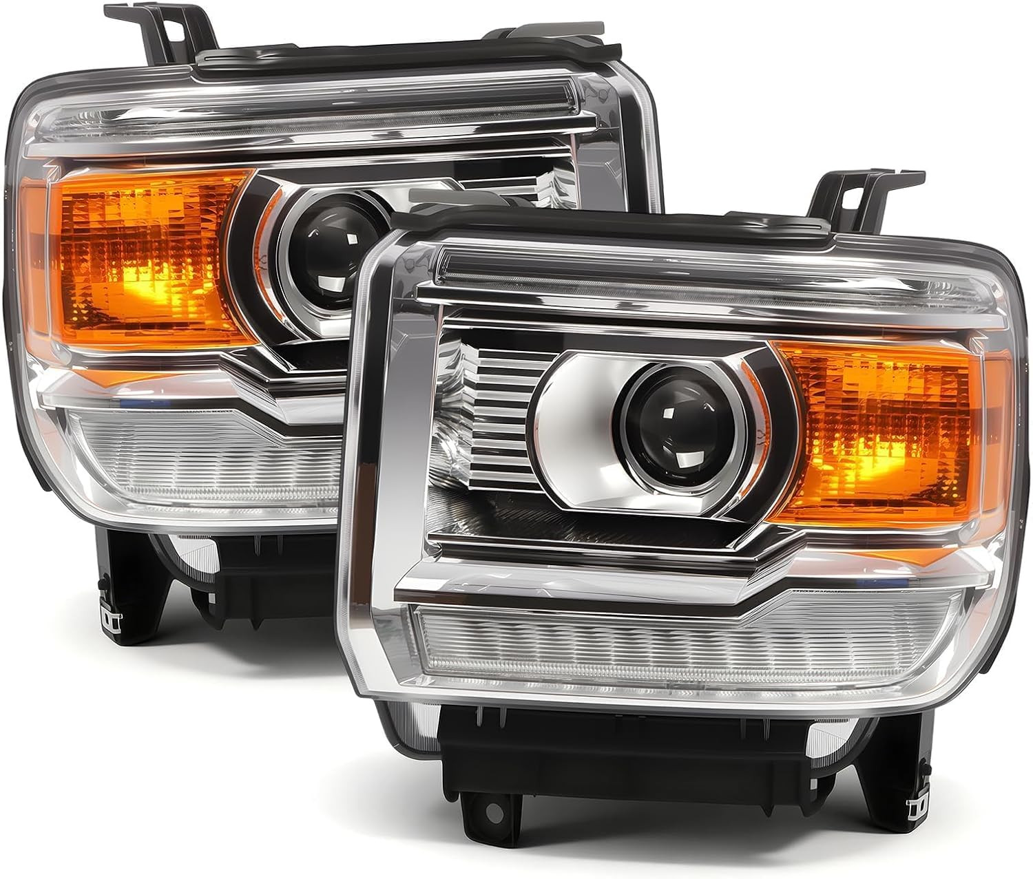 2014-2019 Sierra 1500 2500HD 3500HD Headlight Pair–Compatible Replacement