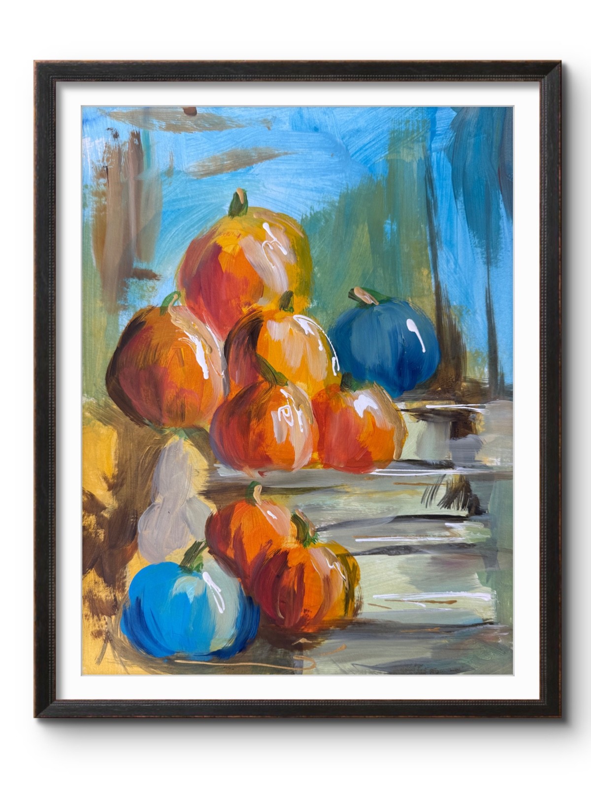 HARVEST PUMPKINS 11x114 Original Art #247 PAPER Fine Art