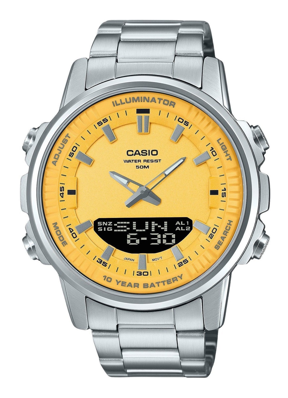 Casio Analog Digital Yellow Dial Quartz Sports Men\'s Watch AMW-880D-9AV Casio Analog Digital Yellow Dial Quartz Sports Men\'s Watch AMW-880D-9AV