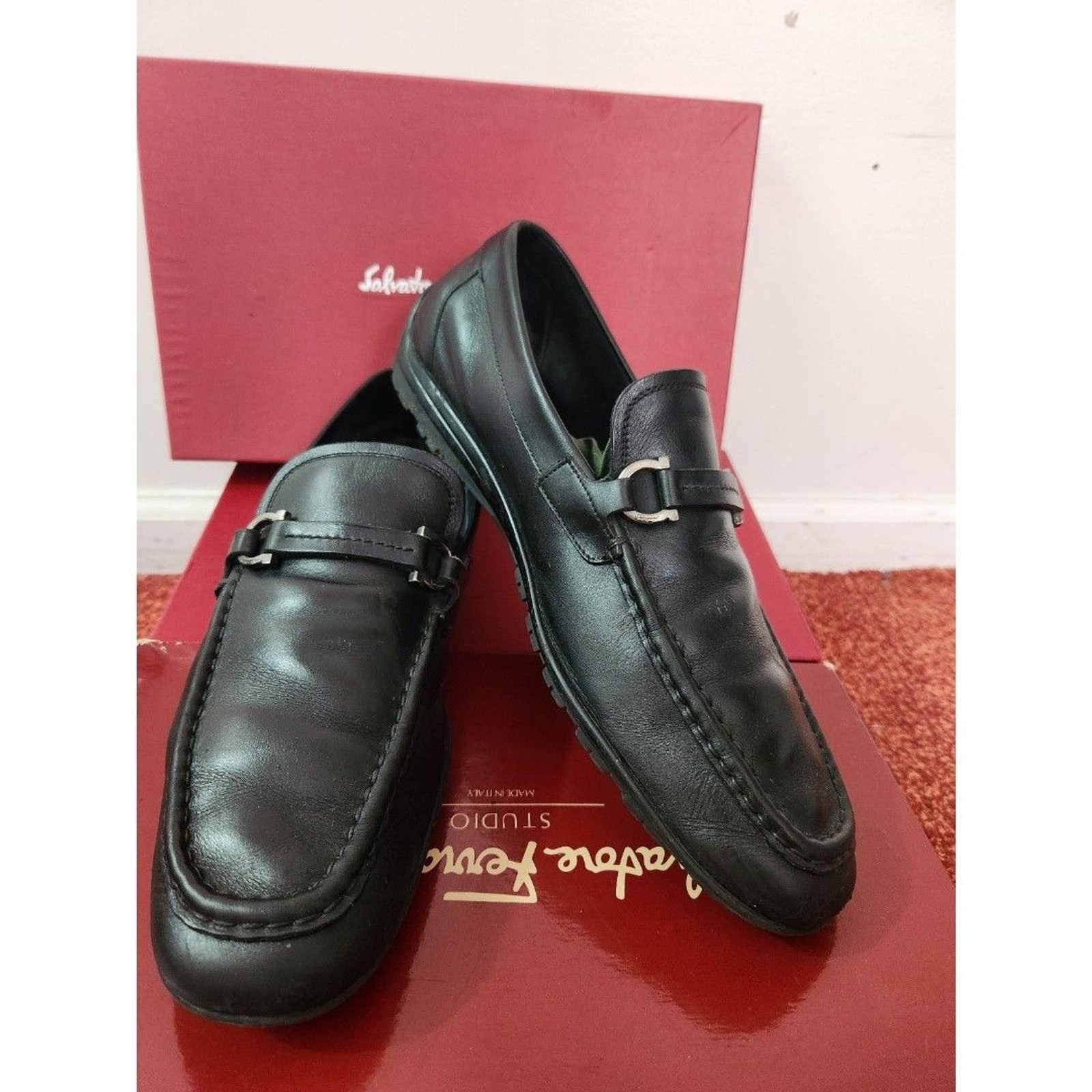 Salvatore Ferragamo Black Leather Loafers Men\'s SizeSalvatore Ferragamo Black