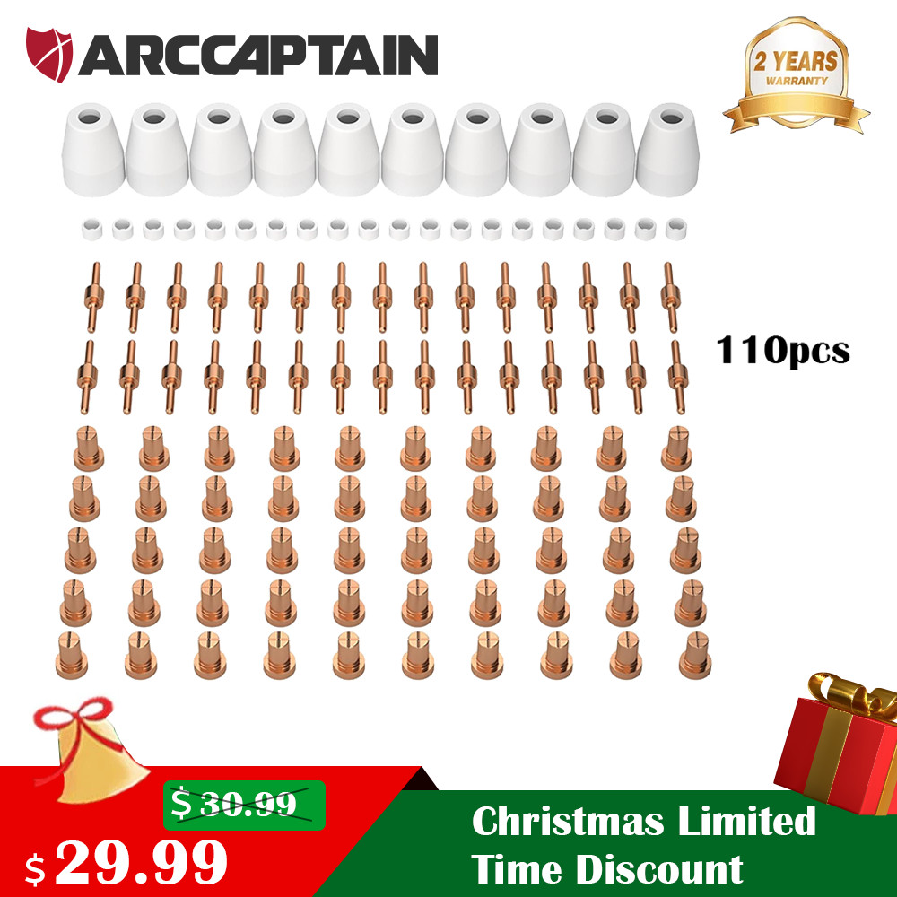 ARCCAPTAIN 110PCS PT31 Plasma Cutting Consumables Fit CUT-45 CUT-50 MIG205 MP