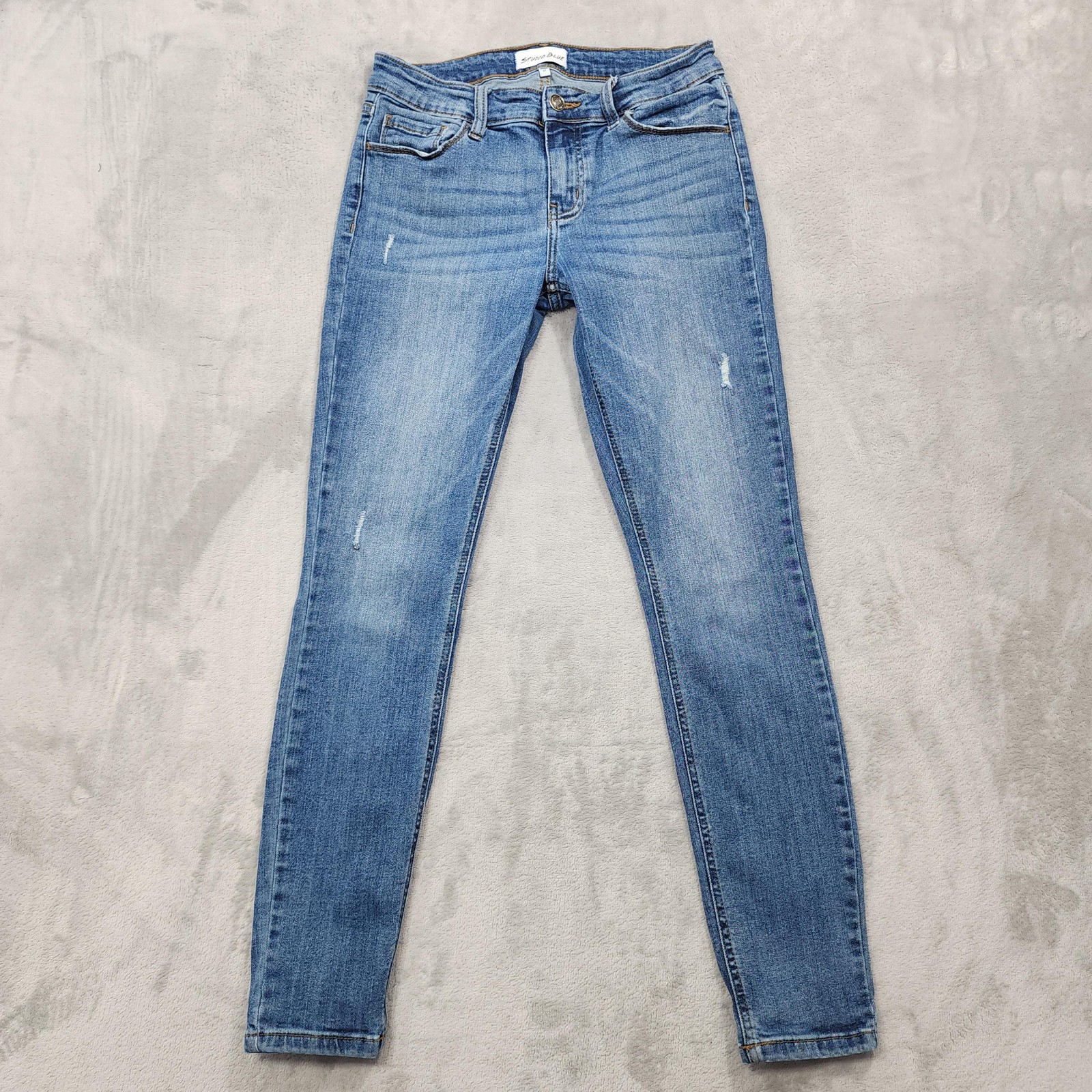 Studio Blue Jeans Womens 27 Blue Mid Rise Skinny Distressed Stretch Denim Casual