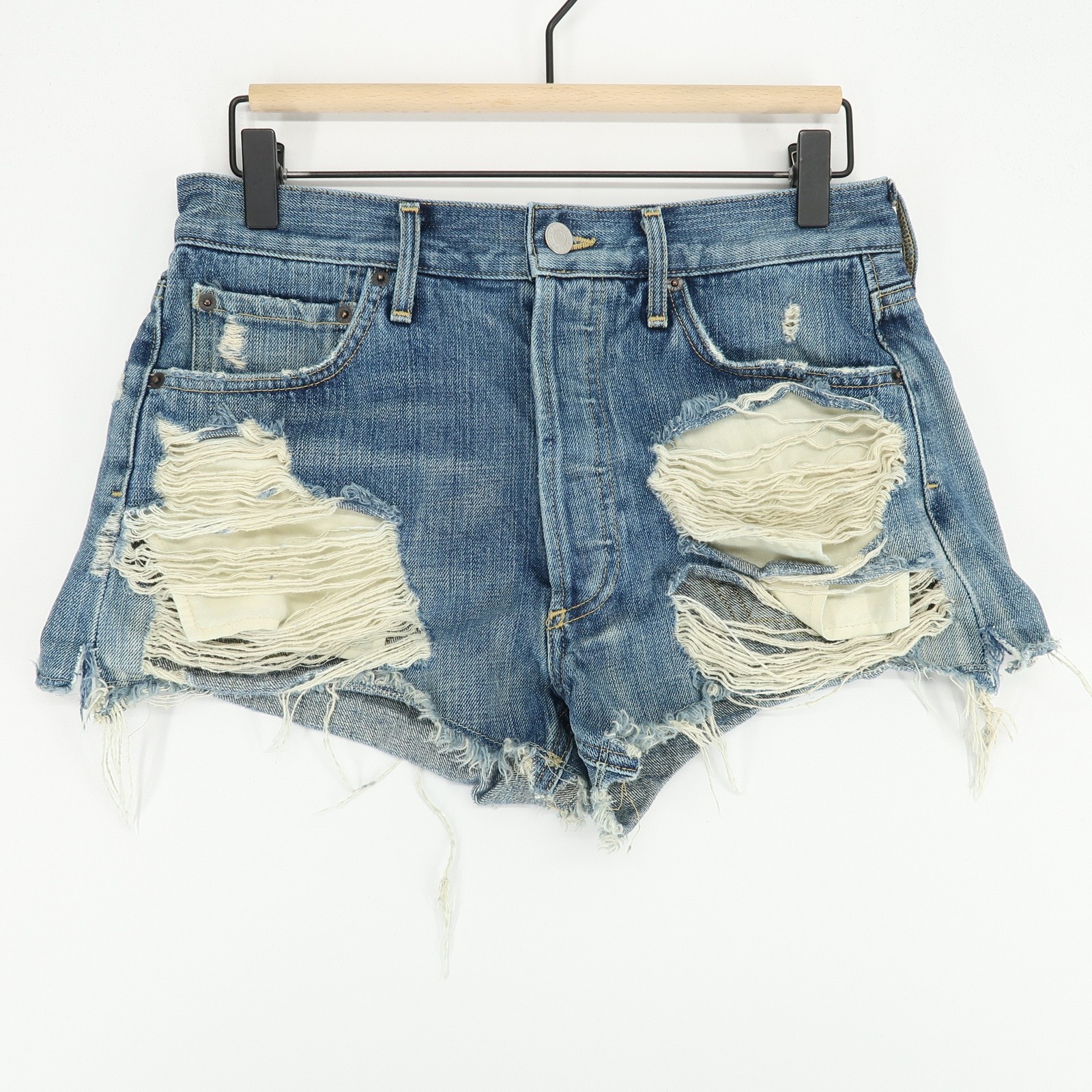 AGOLDE Parker Jean Short Womens 26 Distressed Denim High Rise Button Fly Raw Hem