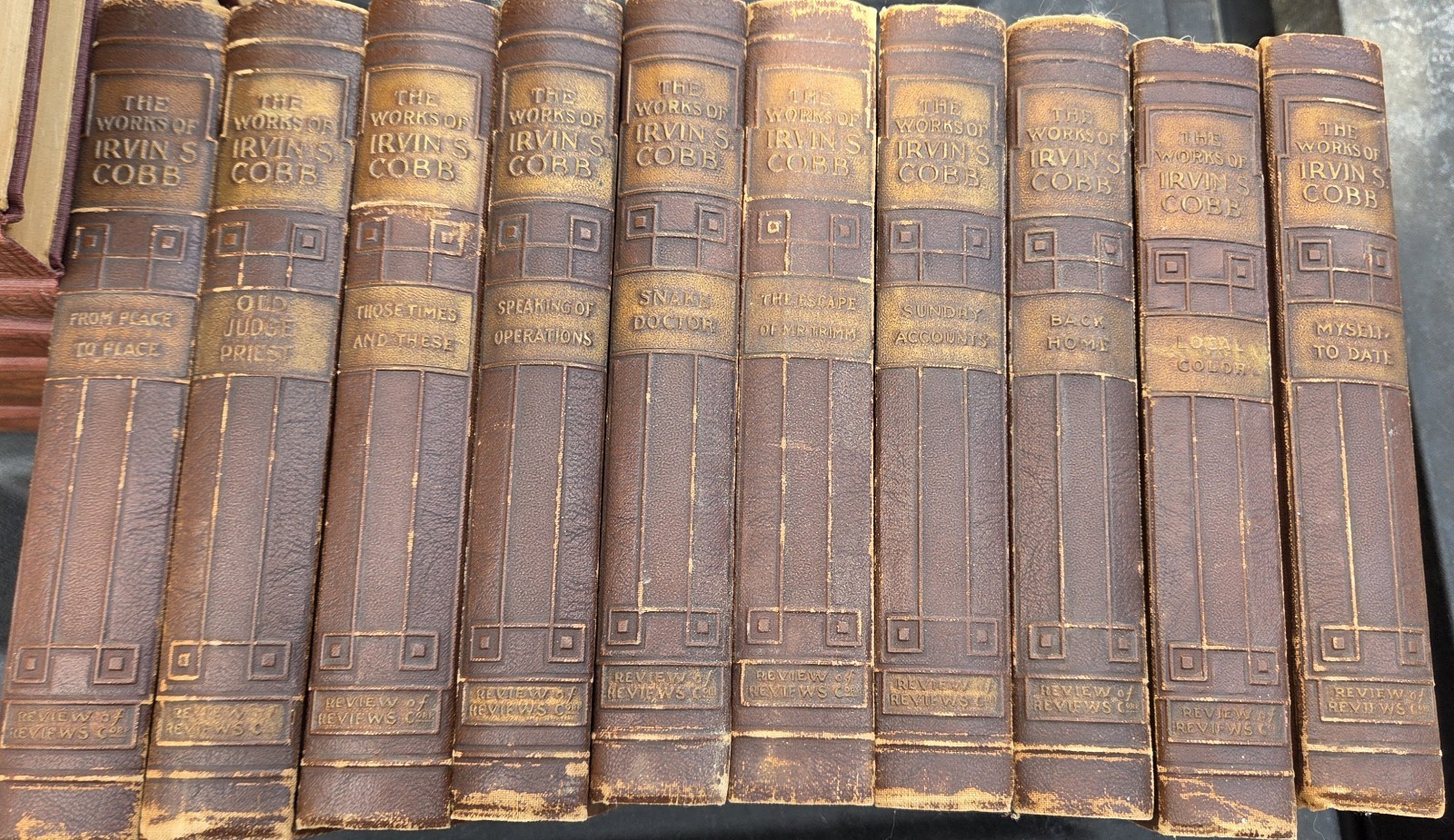1920\'s Set of 10 Volumes of The Works Of Irvin S Cobb Hardcovers W/ Signed Copy