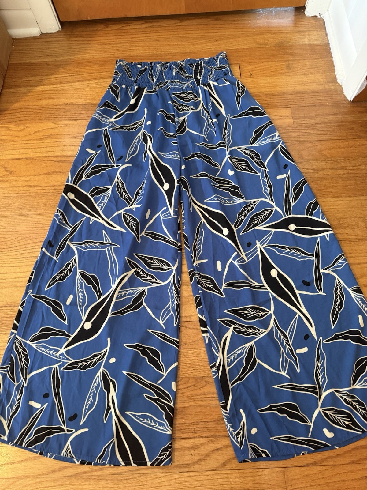 Women’s Sienna Sky Wide Leg Blue Floral Dress Pants XL
