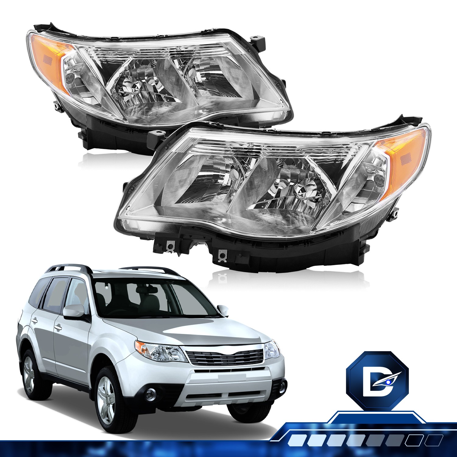 DriveForge For 2009-2013 Subaru Forester Halogen Chrome Headlights Pairs 09-13 DriveForge For 2009-2013 Subaru Forester Halogen Chrome Headlights Pairs 09-13