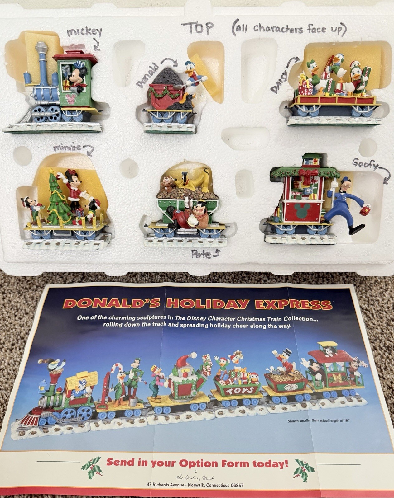 Disney Vintage Danbury Mint Mickey\'s Christmas Train Set 1997 W/ Box & Paperwork Disney Vintage Danbury Mint Mickey\'s Christmas Train Set 1997 W/ Box & Paperwork