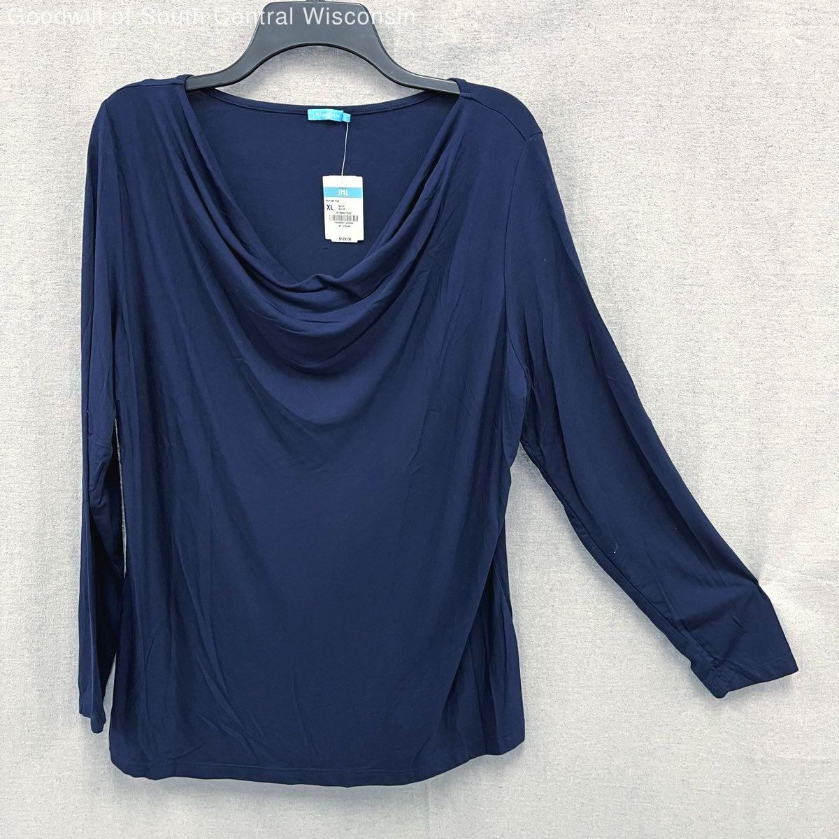 NWT Wmns J. MCLAUGHLIN Ruthie Long Sleeve Blue Scoop Neck Blouse Sz XL MSRP$128