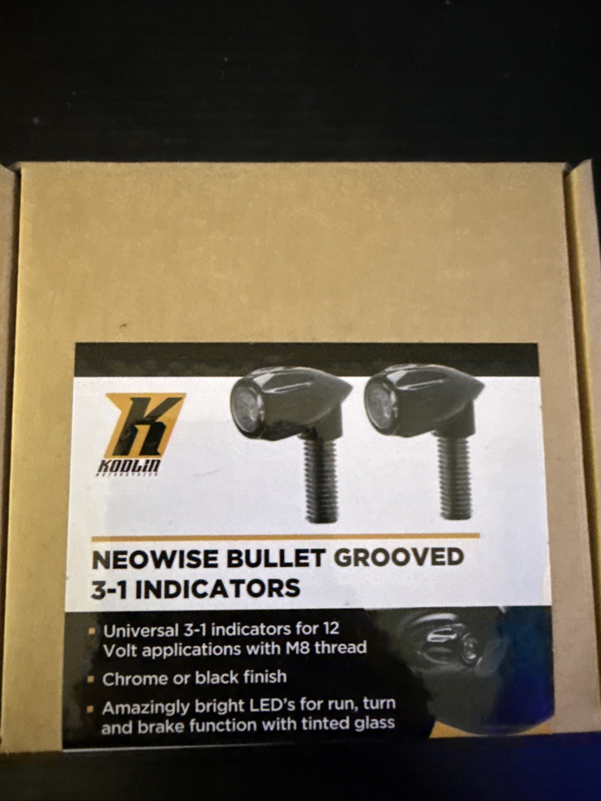 Kodlin Black Grooved Neowise 3-1 Bullet Rear Indicator Lights (K68461)