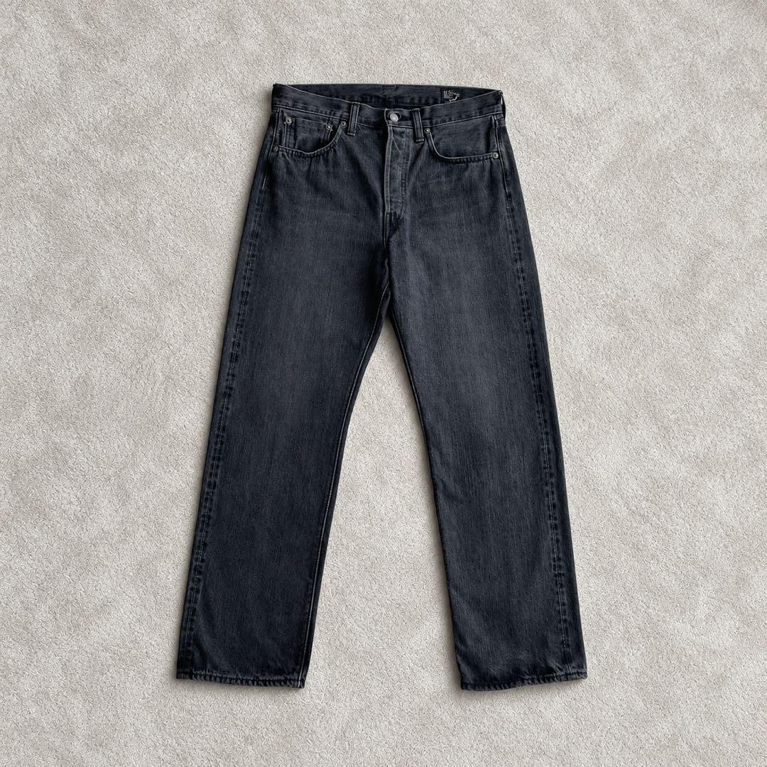 orSlow 105 Standard Black Denim Jeans Gray Men\'s M Straight Leg