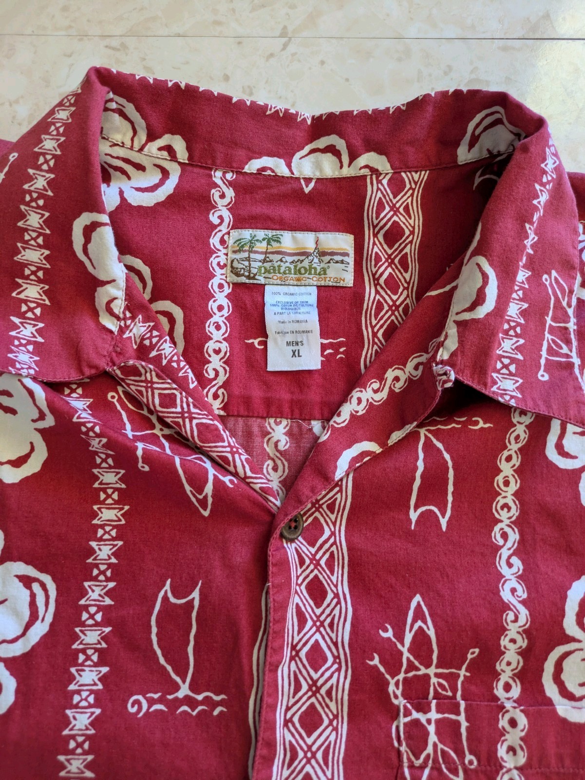 VINTAGE Patagonia Pataloha Hawaiian Button Shirt Red Floral Cotton Size XL