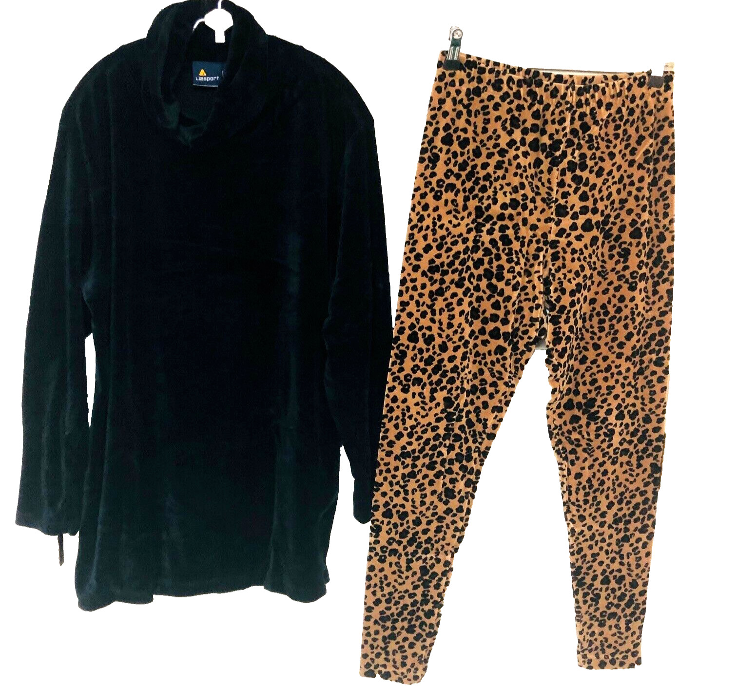 Y2K  Velvet Pant Set Vintage Tunic Cheetah Leggings Whimsigoth Lounge Womens M