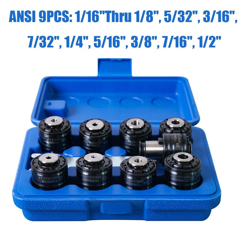 US Stock 9PCS GT12 ANSI Collets Torque Collet for M16R Electric Tapping Machine
