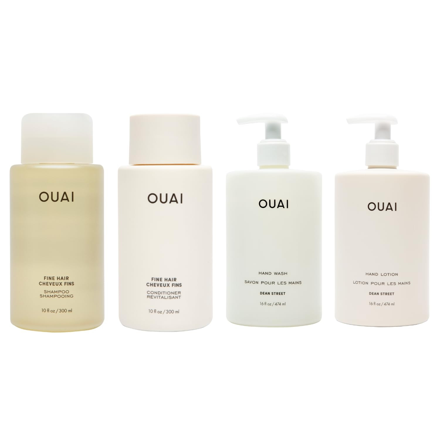 OUAI Healthy Hair & Hand Bundle - Fine Hair Shampoo, Conditioner, Hand Wash & Lo