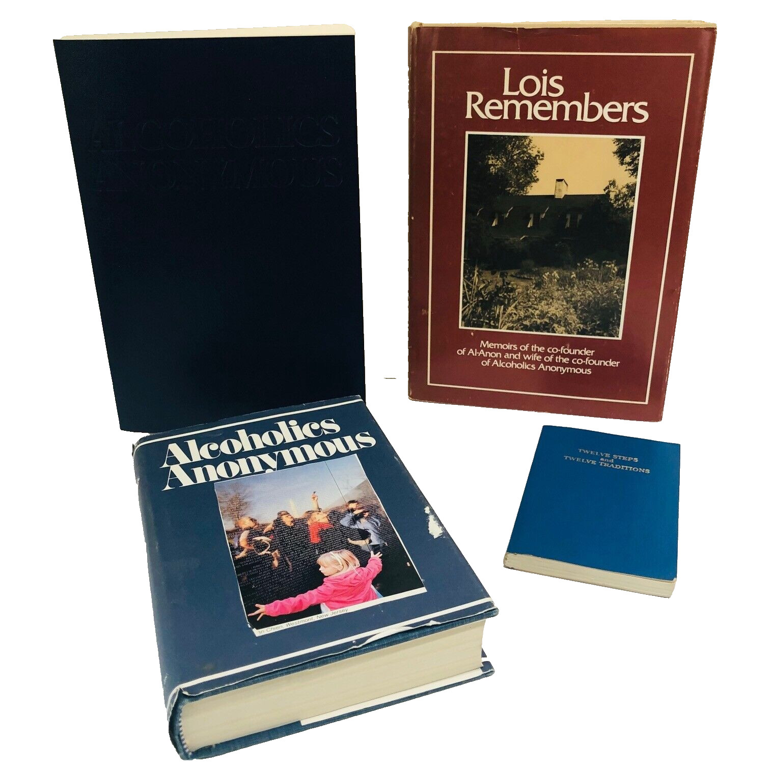 Alcoholics Anonymous Book Lot Lois Remembers AA Editions 3 4 Lrg Prnt Hard/Dust