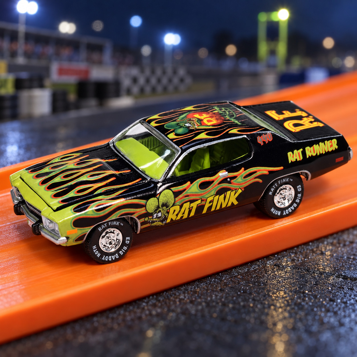 AUTO WORLD RAT FINK 1974 PLYMOUTH ROAD RUNNER 1:64 DIECAST CP7937 MIJO