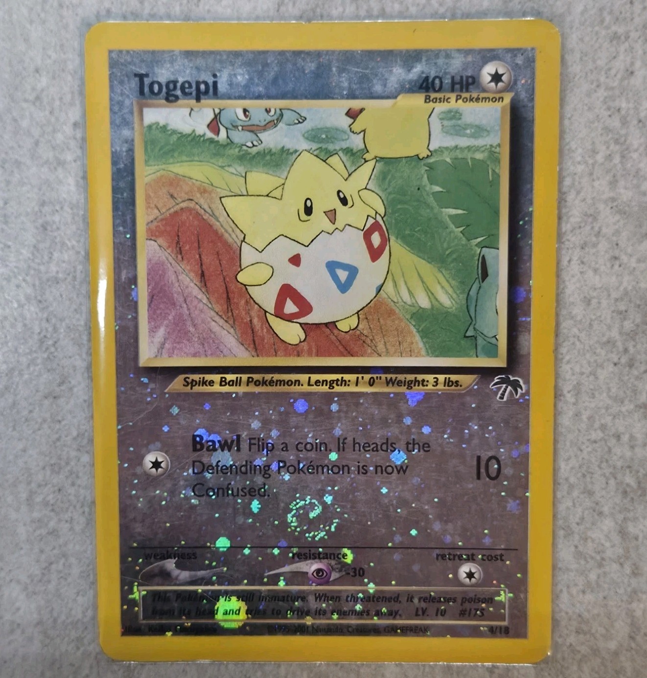 Pokemon Togepi Holo SWIRL 🌀 Southern Islands 4/18 Heavily Played HP