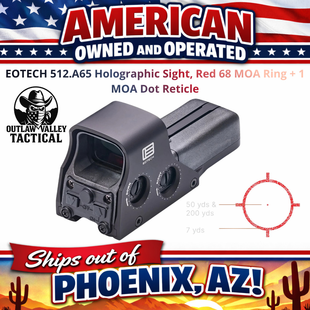 EOTECH 512.A65 Holographic Sight, Red 68 MOA Ring + 1 MOA Dot Reticle