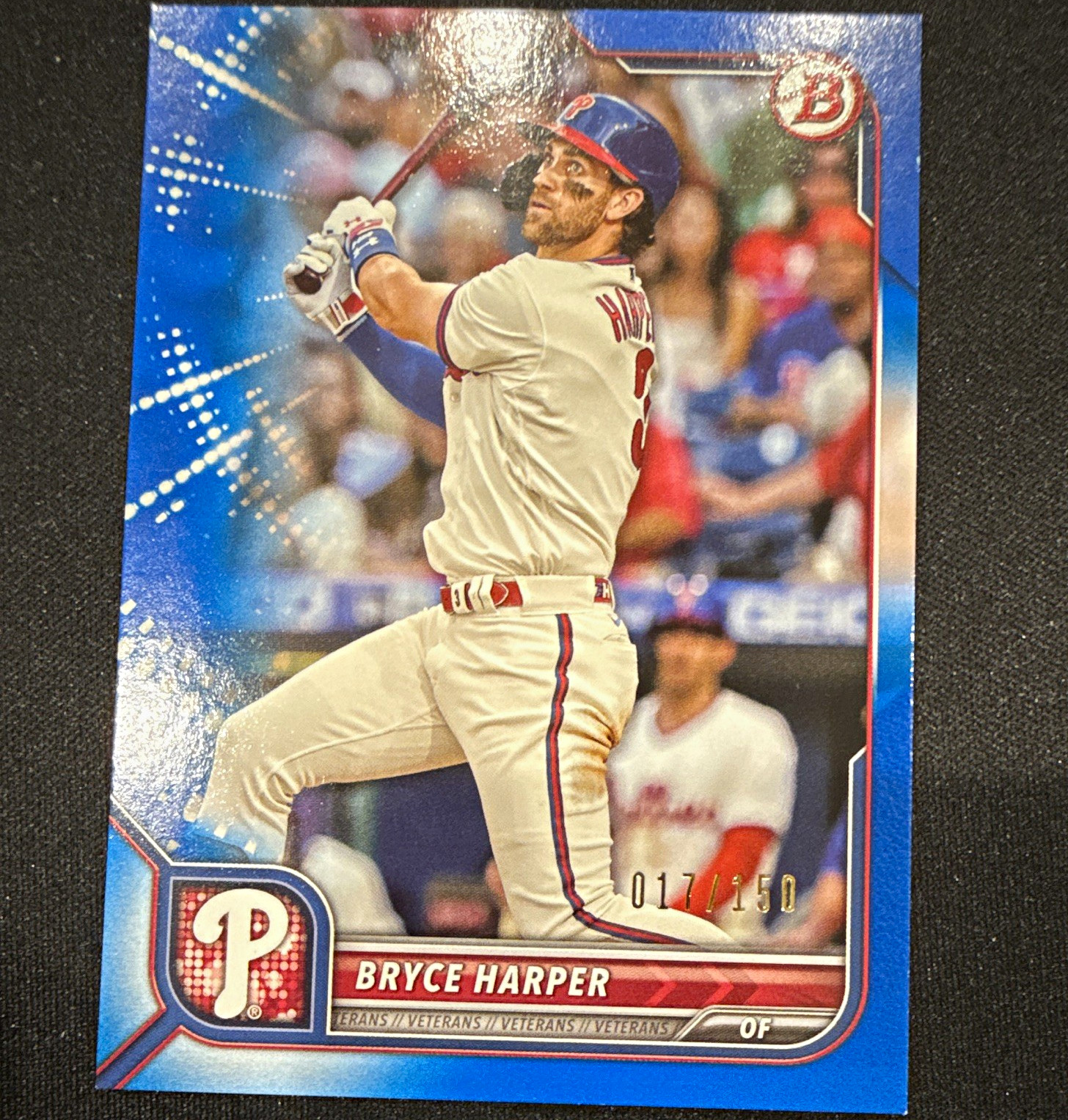 Topps 2022 Bowman Bryce Harper #16 Philadelphia Phillies Blue Border 017/150 Topps 2022 Bowman Bryce Harper #16 Philadelphia Phillies Blue Border 017/150