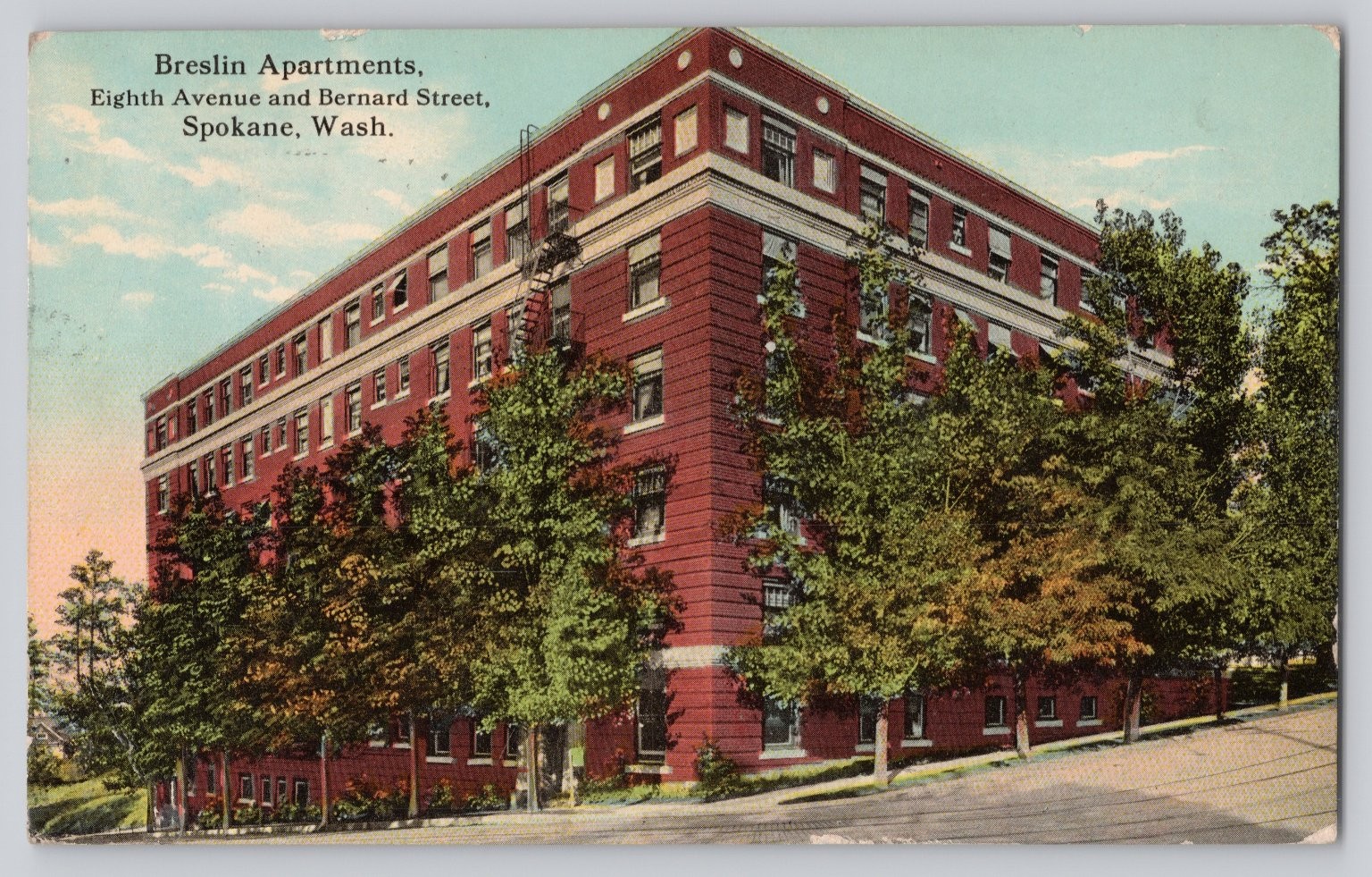 Breslin Apartments Spokane Washington Vintage Postcard 1920s Posted