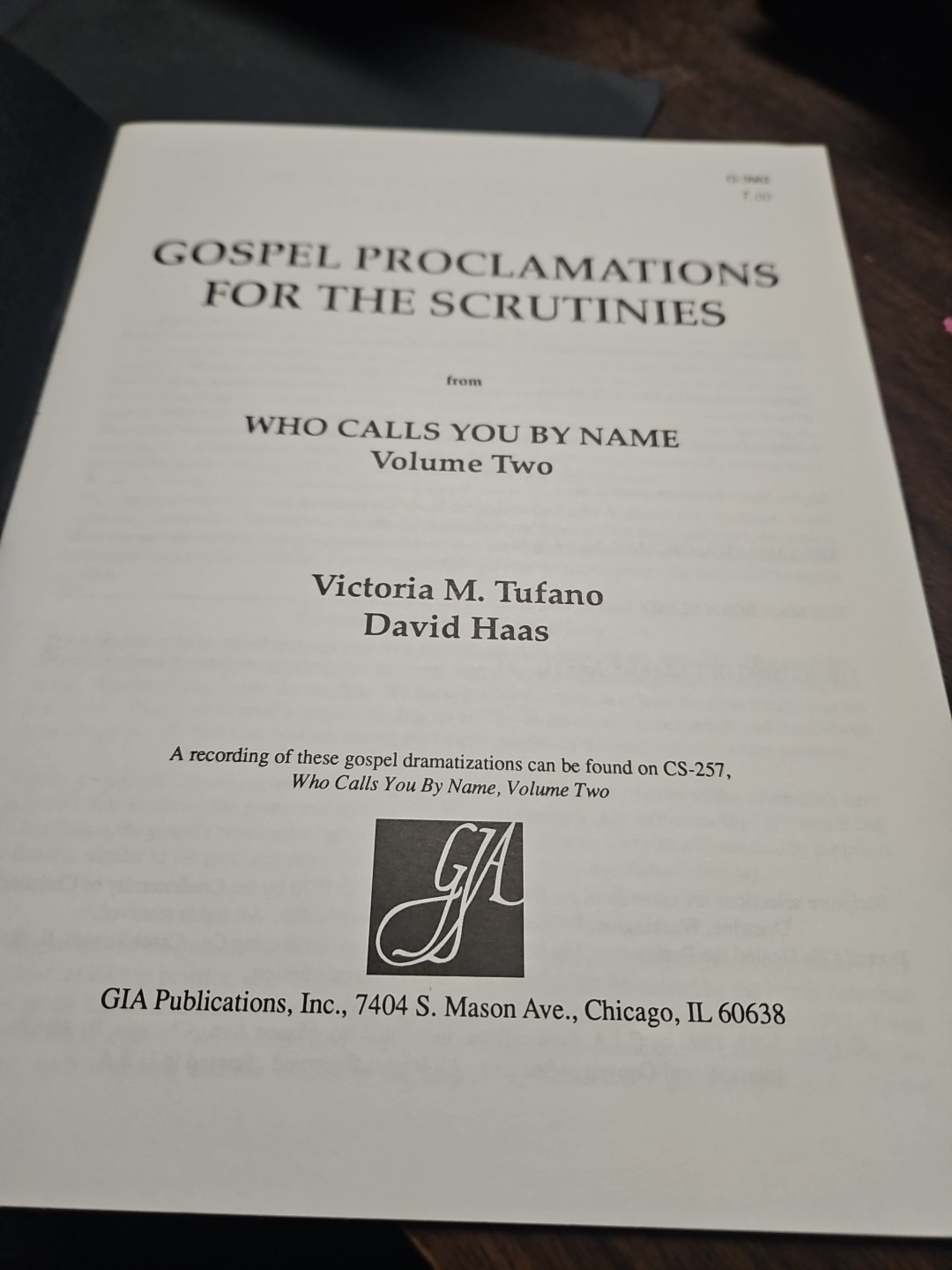 Gospel Proclamations for the Scrutinies Volume Two Song Book 1992
