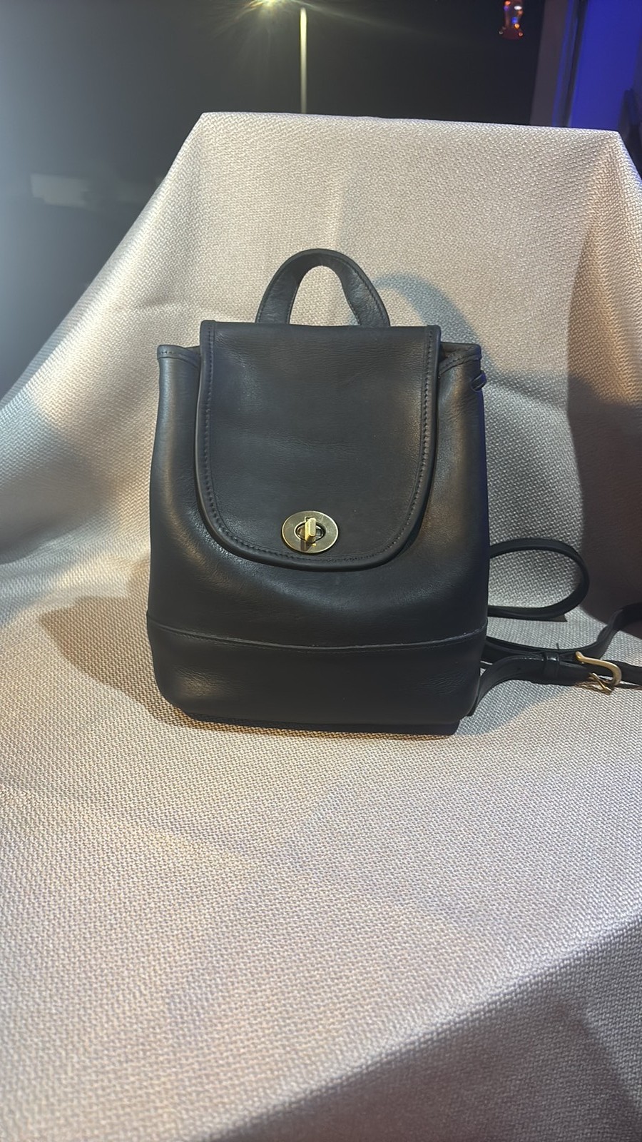 Vintage Coach Black Glove Tanned Leather Mini Backpack