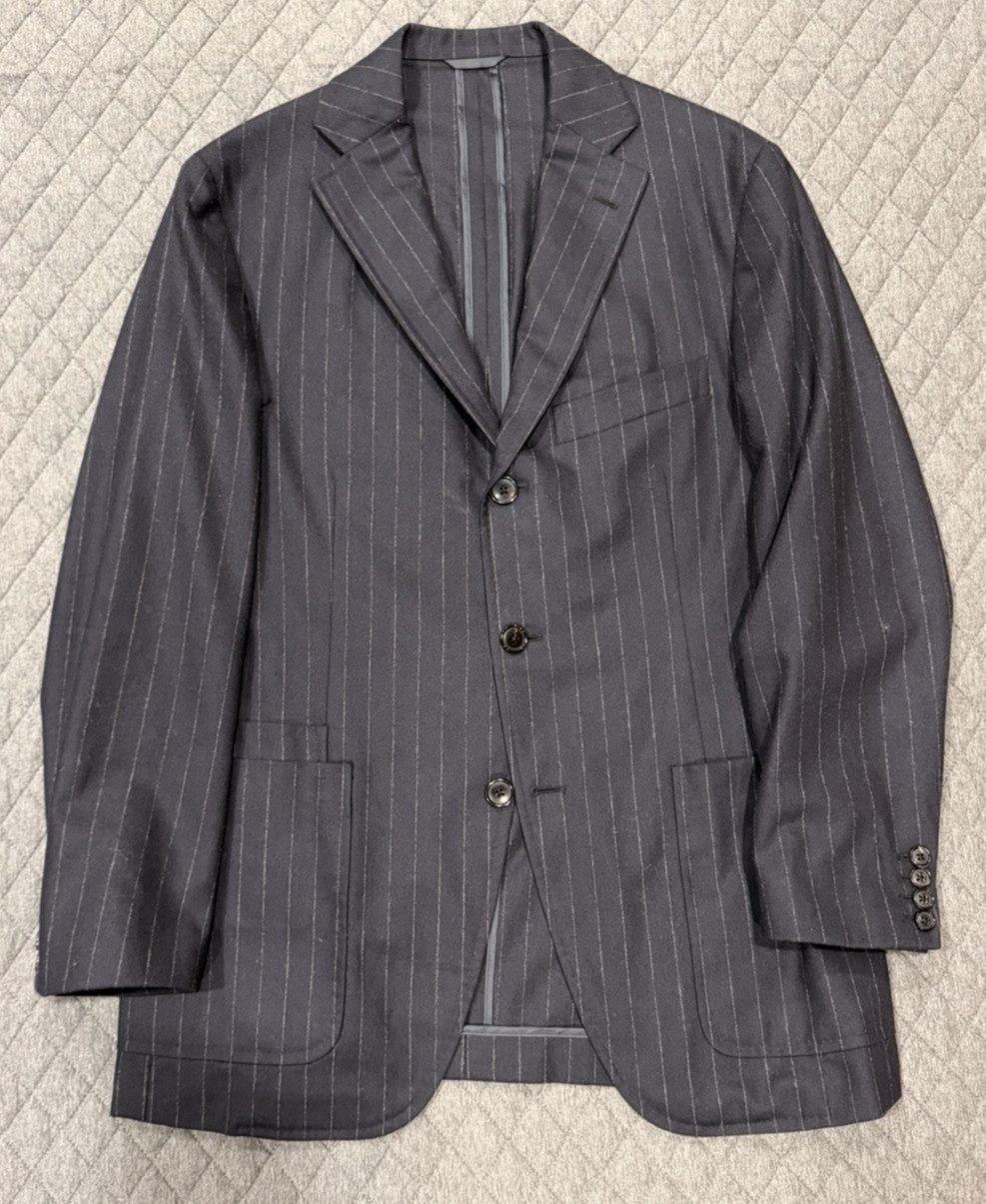 Drake\'s London Made In Italy WO/WS Navy Chalkstripe Blazer 38R EU48R Drake\'s London Made In Italy WO/WS Navy Chalkstripe Blazer 38R EU48R