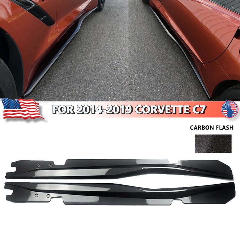 For 14-19 Corvette C7 CARBON FLASH Side Skirts Splitter Z06 Style Rocker Panels