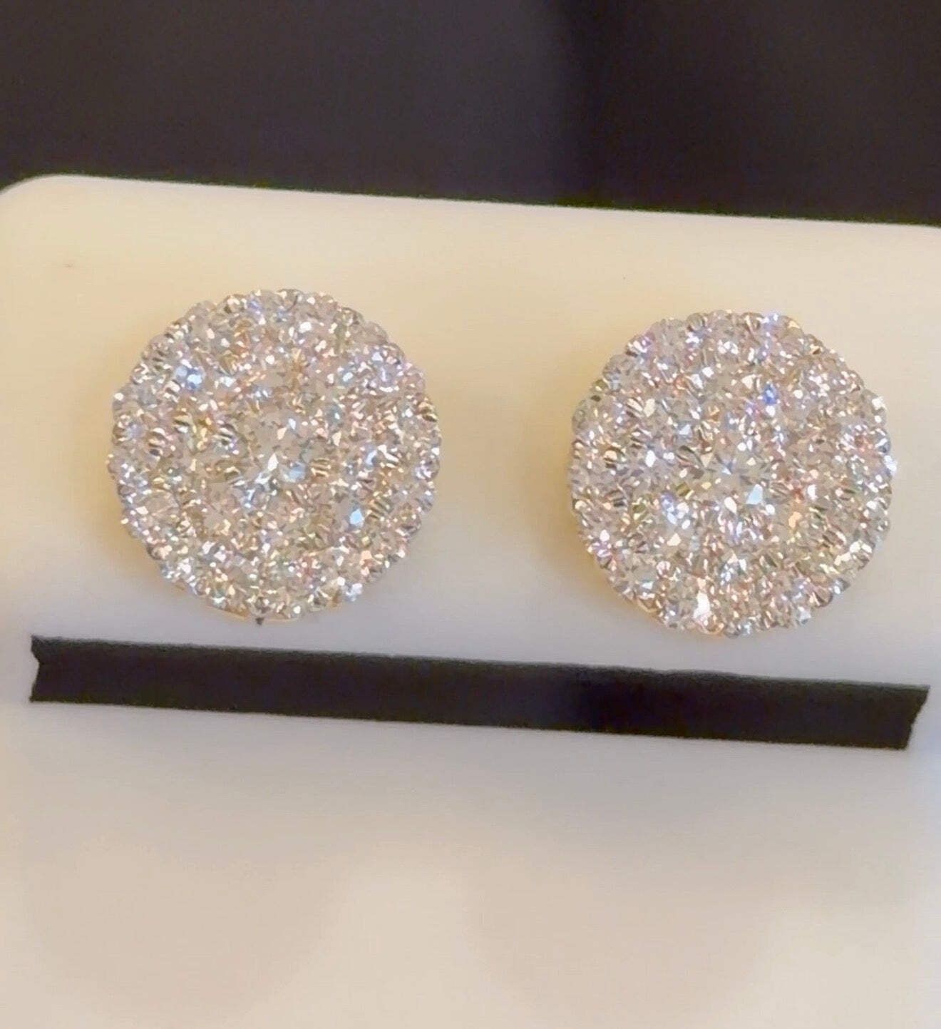 1.07 CARAT CERTIFIED LAB GROWN DIAMONDS 9.5 MM STERLING SILVER GOLD PLATED STUDS