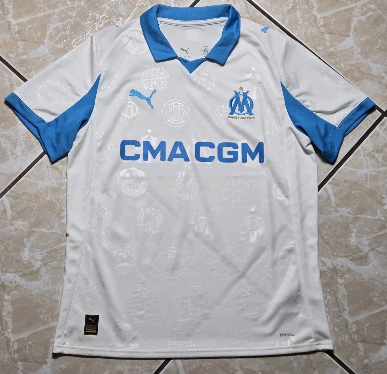 NWT Puma Olympique de Marseille 25/26 Authentic Home Soccer Jersey Mens Medium