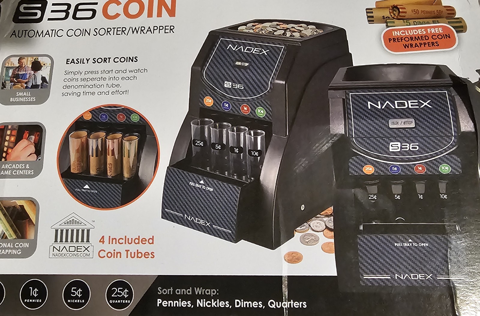 Nadex 36S Automatic Coin Sorter • Brand New In Original Box • Nadex 36S Automatic Coin Sorter • Brand New In Original Box •