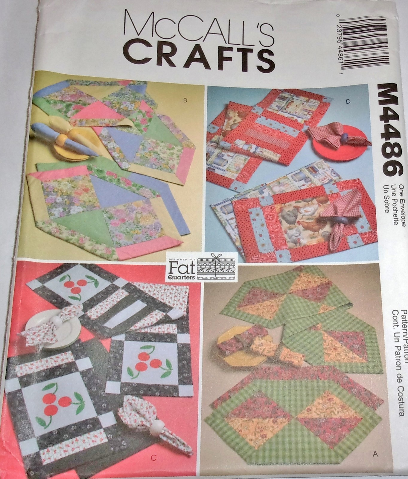Vtg McCall\'s Pattern M4486 Pieced Patchwork Placemats Uncut